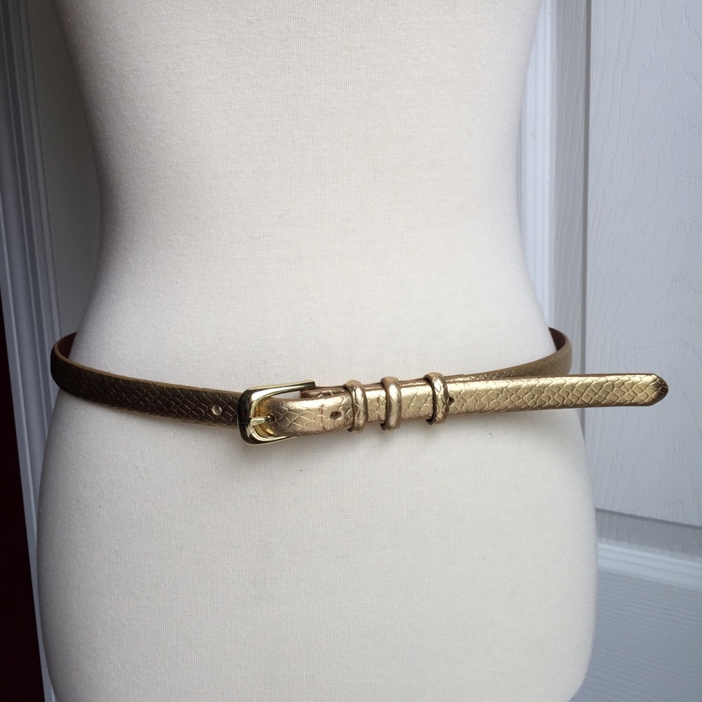 Lauren Ralph Lauren Gold Embossed Skinny B…
